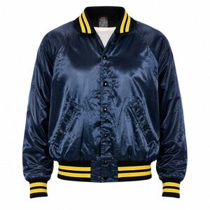 Vintage 80s Aristo Jac Satin Bomber Jacket KRFX 96 FM Denver Rock Radio Mens M